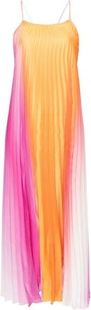 Sandro pliss&eacute; midi dress - women - Viscose/Polyester - 34 - Orange