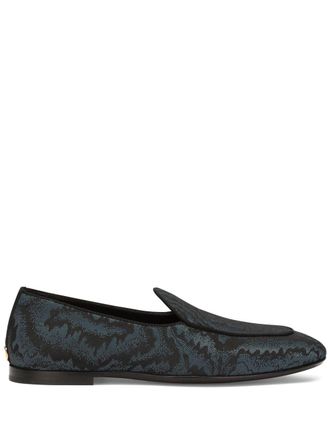 Dolce & Gabbana Iridescent fabric Caravaggio slippers - men - Silk/Goat Skin/Leather/Nylon/Polyester/Rayon - 42.5 - Grey