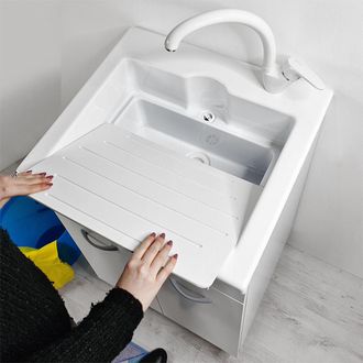Zeus Mobile Lavanderia Con Lavabo Lavatoio In Abs Doppio Uso 60x50