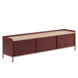 MUUTO Enfold Sideboard, 186 x 48 cm, Eiche / deep red