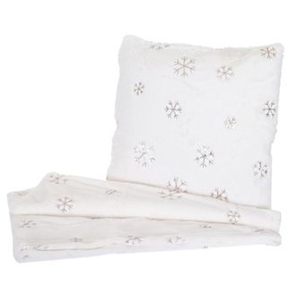 Hhg Hhg - Set Manta + Coj&iacute;n Decorativo Nieve, Manta De Peluche Sof&aacute; Manta Coj&iacute;n Decorativo+relleno, Esponjoso Lentejuelas
