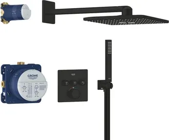 GROHE Precision Smart Control Hoofddoucheset - inclusief douchearm - wandaansluitbocht met houder - matte black (mat zwart)