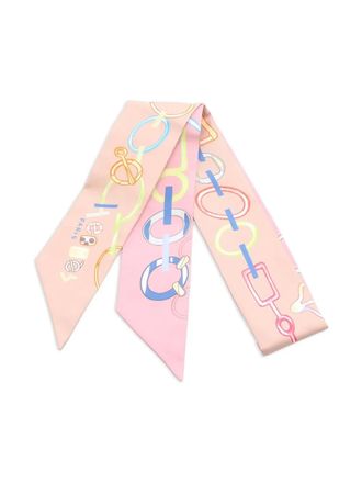 Hermès 1920 Do Re Boucles twilly scarf - women - Silk - One Size - Neutrals