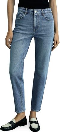 Mango Comfort High Waist Straight Leg Jeans in Medium Blue at Nordstrom, Size 4