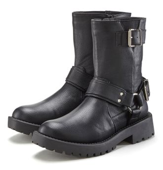 Lascana Bikerboots LASCANA, Damen, Gr. 36, schwarz, Obermaterial: 100% Lederimitat. Decksohle: 100% Lederimitat. Futter: 100% Lederimitat. Laufsohle: 100% Syn
