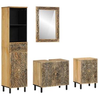 vidaXL Conjunto De Muebles De Ba&ntilde;o 4 Piezas Madera Maciza De Mango Vidaxl