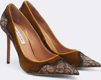 Aquazzura Salones Meadow de terciopelo con encaje