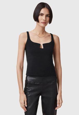 AllSaints AllSaints Mio Cami Top Womens Black Stretch Split Neck Sleeveless RED138