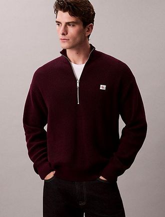 Calvin Klein Cotton Waffle Relaxed Quarter Zip Jumper
