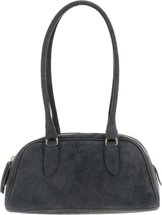 A.P.C. Structured Grey Suede Leather Shoulder Bag