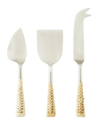 Bella Maison 3Pc Varna Rattan Wrapped Cheese Knife Set