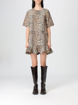 Ganni Abito mini Ganni in cotone animalier