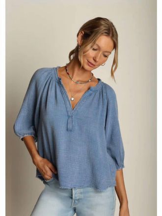 Dylan Jolie Top With Fringe In Vintage Blue