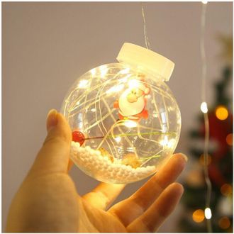 Trade Shop Trade Shop - Tenda Luminosa 10 Palline Di Natale 3 Metri Con Neve Luce Led Calda Fredda Rgb