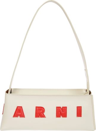 Marni Elongated Silhouette Shoulder Bag with Bold Lettering