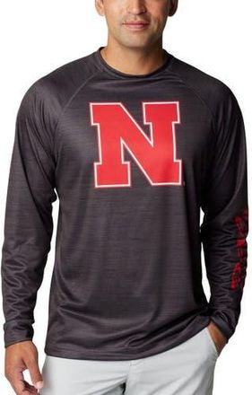 Columbia Mens Columbia Heather Charcoal Nebraska Huskers PFG Terminal Tackle Omni-Shade Raglan Long Sleeve T-Shirt at Nordstrom, Size Medium