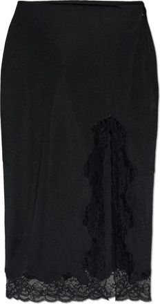 Balmain Gebreide midi-rok met kant - Dames - Midirokken - Zwart - M - Rokken