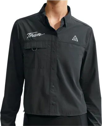 Nike (WMNS) Nike x ACG Aireez Button-Up Graphic Trail Shirt Dark Smoke Grey White IU8152-070