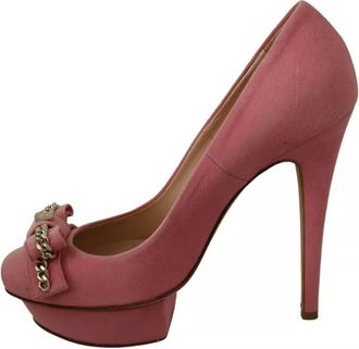 Elisabetta Franchi Pink Bow Stiletto Heel Pumps Womens Shoes (Pre-Owned)