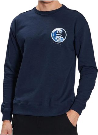 North Sails Organische Crewneck Sweatshirt Blauwe Grafische - Heren - Sweatshirts - Blauw - XL - Katoen - Hoodies & sweatvesten