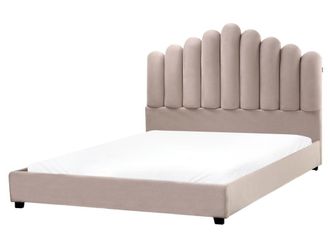 Beliani Cama de agua Terciopelo 160 x 200 cm Gris pardo