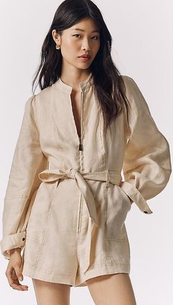 Kivari Linen Belted Romper
