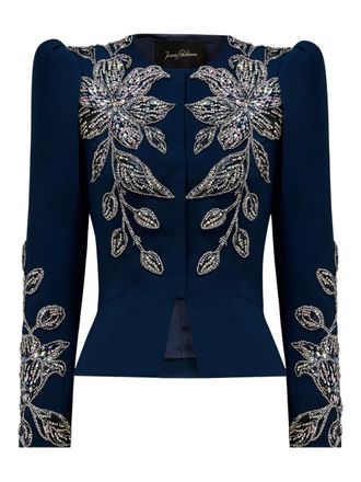 Jenny Packham Dalila jacket - women - Polyester/Polyurethane - 12 - Blue