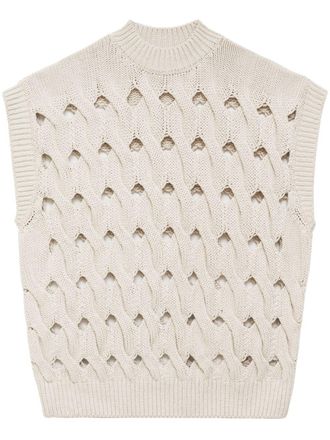 Anine Bing Dray open-knit vest - Neutrals