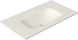 Saniclass Flow Meubelwastafel - 81x46x1.5cm - overloop - 1 wasbak midden - zonder kraangat - solid surface wit mat