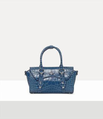 Vivienne Westwood Bettina Mini Crossbody Emboss Croc Leather Blue