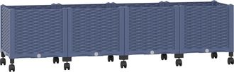 vidaXL Macetero De Jard&iacute;n Con Ruedas Gris Azulado 160 X 40 X 48 Cm Pp Vidaxl