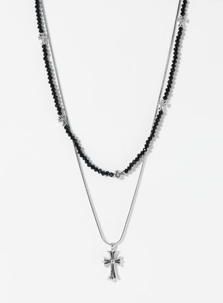 Le 31 Mens Cross two-row pendant necklace