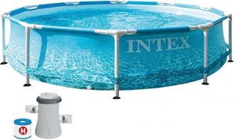 Intex Piscina Elevada Redonda Fondo Marino Intex 28208 Beachside Metal Frame 305x76cm