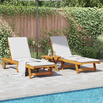 vidaXL Vidaxl - Lettini Prendisole 2pz in Legno Massello di Acacia