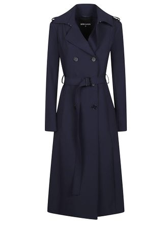 Patrizia Pepe Blue Trench Polyamide Trench Coat