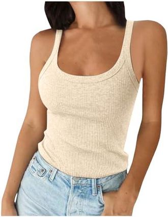 Débardeur Femme Col Rond Bretelles Larges - Coton, Basique, Blanc, Neuf Avec étiquettes