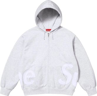 SUPREME Big Logo Zip Up Hooded Sweatshirt Ash Grey SS25SW46-ASH-GREY