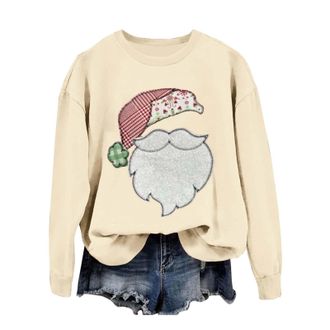 Generic Ladies Xmas Jumpers Uk Christmas Sweatshirts Plus Size Sweatshirts for Women Uk Fleece Winter Jumpers for Women Warm Ugly Christmas Sweaters Pattern S