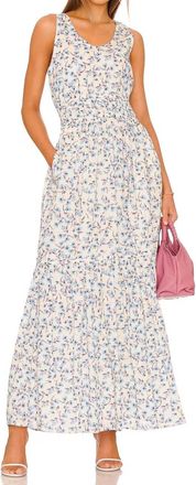 Something Navy Floral Tiered Maxi Dress In Cream Multi