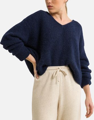 American Vintage Trui met losse V-hals en lange mouwen EAST