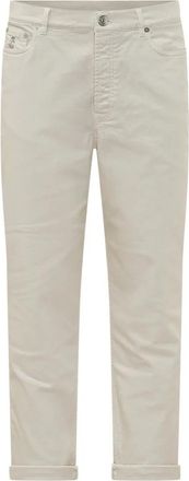 Brunello Cucinelli Dyed Denim Pants - Heren - Slim Fit Jeans - Wit - 2XL - Denim - Jeans