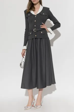 Self Portrait Two-piece Dress With Belt, Womens, Grey