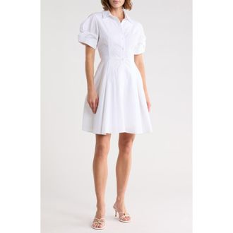 Ted Baker Short Sleeve Cotton Shirtdress in Ultra White at Nordstrom Rack, Size 14