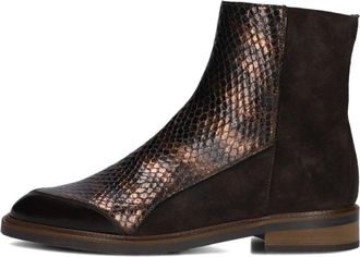 Pertini Bruine su&egrave;de enkellaarsjes met lederen details - Dames - Enkellaarsjes - Bruin - 39 EU - Su&egrave;de - Schoenen