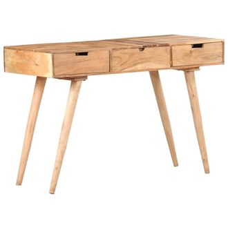 Berkfield Home Dressing Table with Mirror 112x45x76 cm Solid Acacia Wood in Brown | Size: 112 x 45 x 76 cm