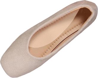 Generic Womens Loafers Ladies Slip On Pumps Shoes Solid Color Fashionable Lightweight Comfortable Non-Slip Classic Casual Walking Shoes Work Leisure Beige