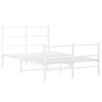 vidaXL Vidaxl - Estructura Cama Sin Colch&oacute;n Con Estribo Metal Blanco 120x200 Cm