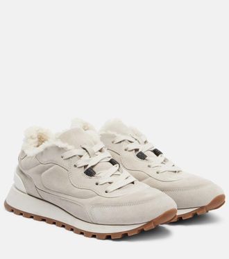 Brunello Cucinelli Shearling-lined suede low-top sneakers