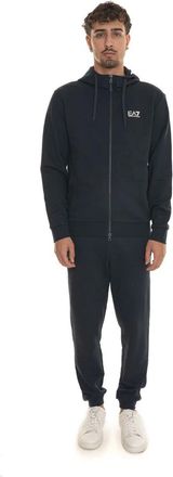 Emporio Armani Hoodie met rits en zakken - Heren - Trainingspakken - Blauw - 3XL - Katoen - Fitness