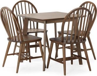 HOMN Juego de mesa 80x80 cm y 4 sillas de comedor color nogal